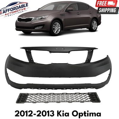 Front Bumper Cover Primed Plastic & Bumper Grille For 2012-2013 Kia Optima