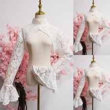 Wedding Jacket Lace Long Sleeves Bride Capes High Neckline Formal Bridal