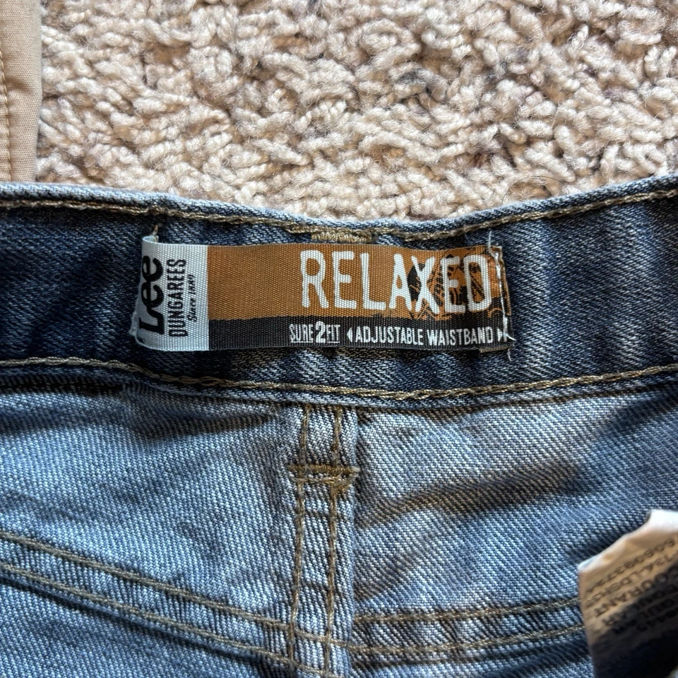 Paquete de 3 pantalones - Pantalones cargo tostados, jeans Lee azules, pantalones naranja talla 6 niños Foto 3 de 4