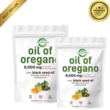 Oil of Oregano Softgels with Black Seed Oil - 6000mg Oregano Oil { Pack of 2 }