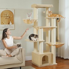 Multi-Level Cat Tree with Scratching Posts Cozy Condo Large Perch Deep Hammocks