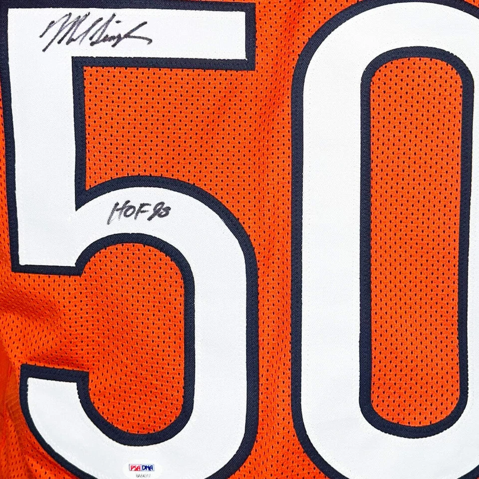 Camiseta de fútbol americano Mike Singletary firmada HOF 98 inscripciones Chicago Orange (JSA) Foto 2 de 3