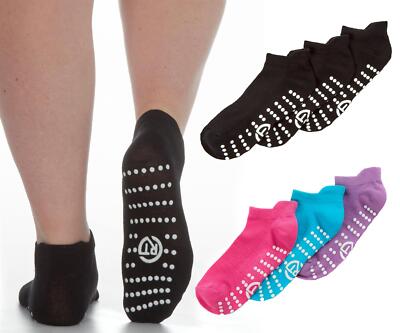 Yoga Grip Socks Ladies Cotton Rich Non Slip Trainer Liner Low Cut Sock  UK