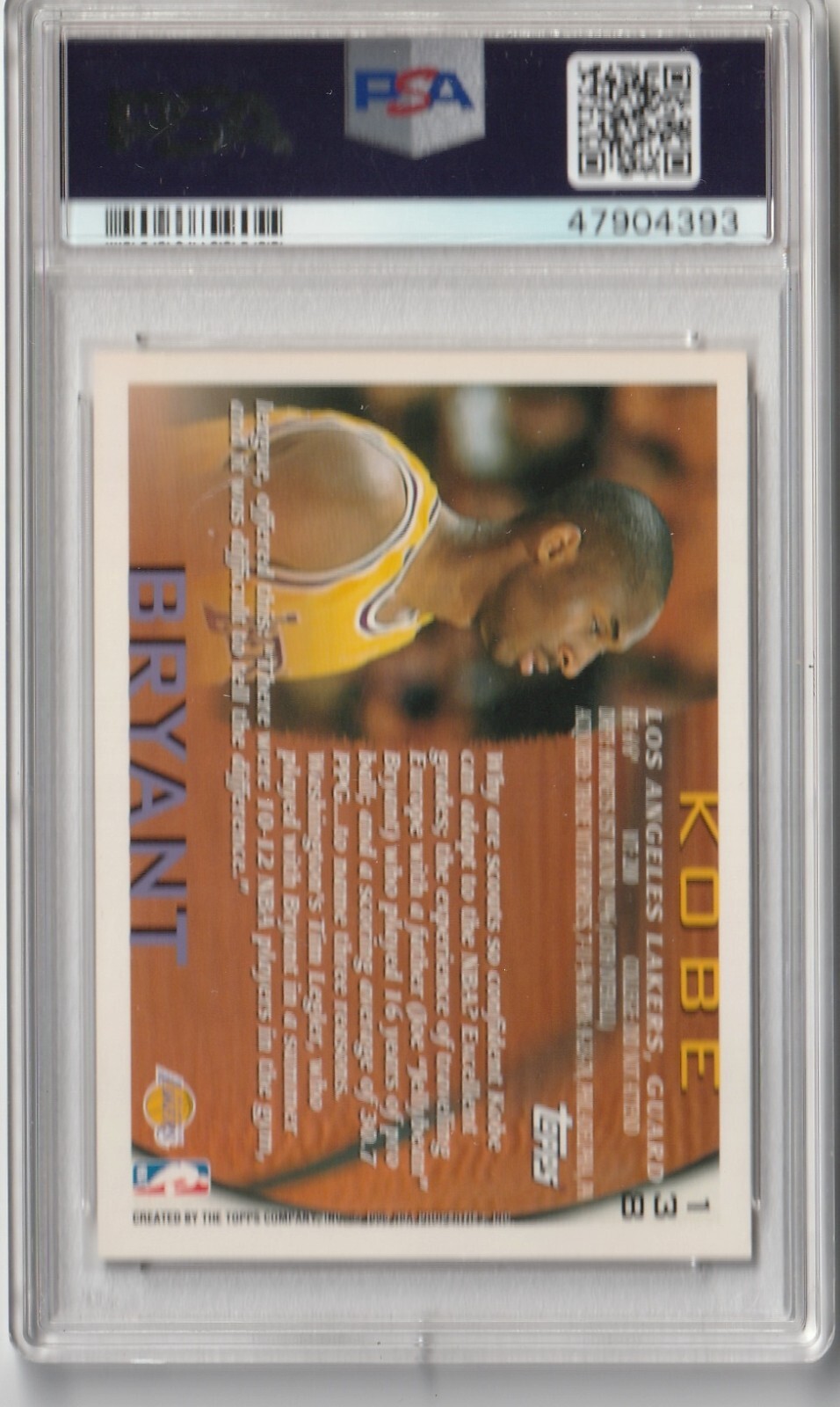 1996 Topps Kobe Bryant #138 RC ROOKIE 🔥 PSA 9 🔥 LAKERS HOF 🐍 MAMBA view 2