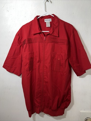 John Blair Poloshirt Herren L Full Zip Rot Kurzarm