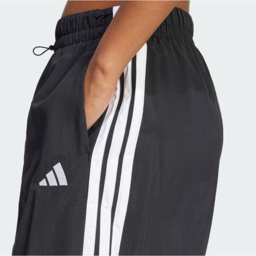 adidas Essentials 3-Stripes Lifestyle Woven Parachute Pants Black ASIAN FIT - Picture 6 of 8