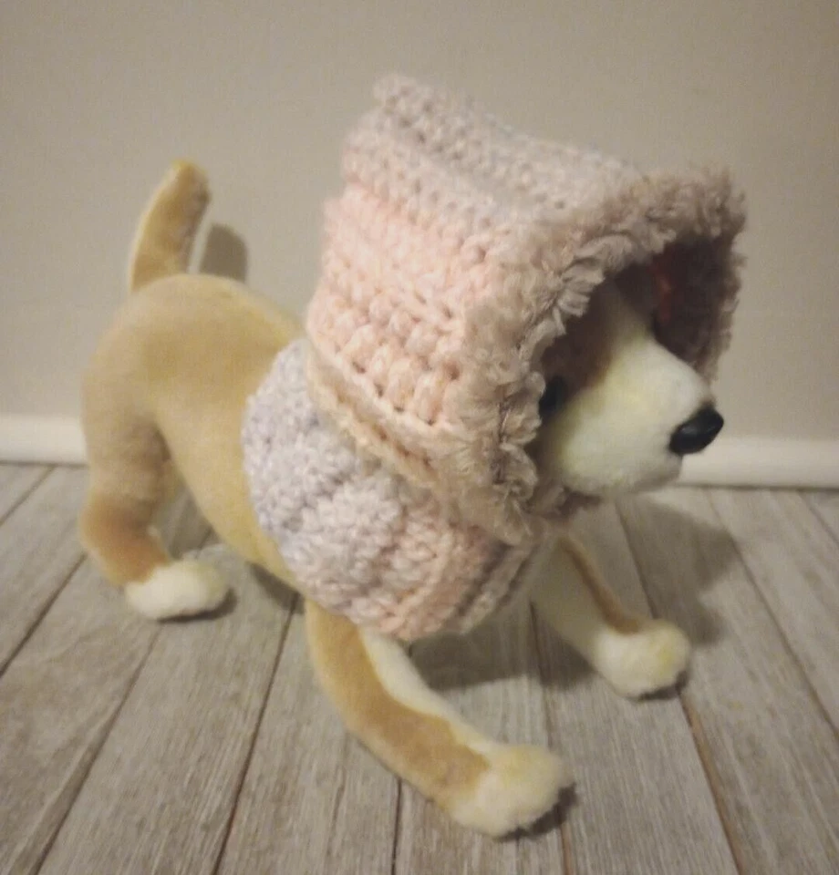 Chapéu capuz de crochê feito à mão para cachorro animal de estimação snood pequeno raça média berço para gatos rosa - Imagem 3 de 4
