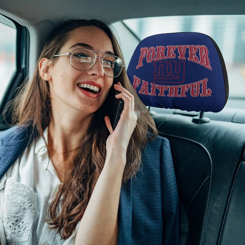 2pcs Forever Faithful New York Giants Car Headrest Covers Car Decoration