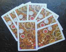 8 Vintage Swap Plastic Playing Cards-Collage of Watches, Pearls, Gold Jewelry