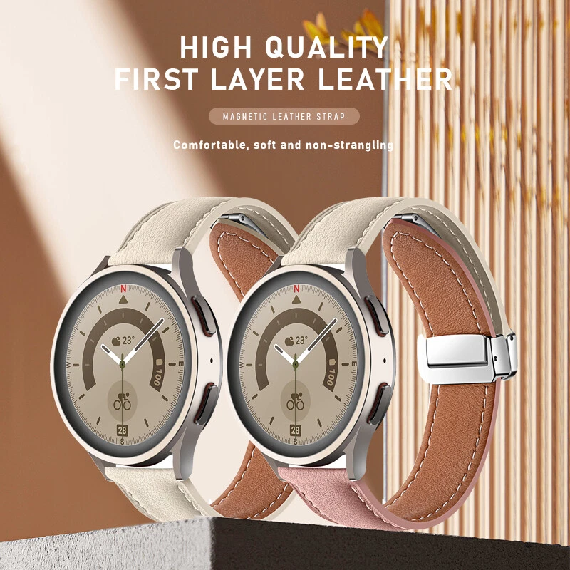 Pulseira magnética de liberação rápida pulseira de relógio de couro para Samsung / Huawei 20mm 22mm - Imagem 2 de 4