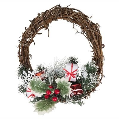 30cm klassischer nordischer Weihnachts Rattan Kranz Design hängend Wand Tür Deko