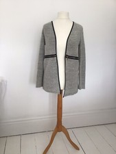 Grey Knitted Loose Jacket Cardigan Izabel London Size 10 Vgc