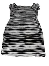 Brat Star XL Short Black & White Striped Bodycon Dress