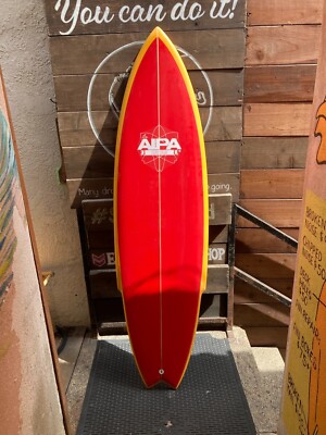 1976 Ben Aipa Sting Surfboard (Red-Yellow) POSTER 24 X 18