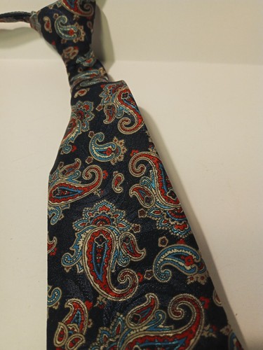 Imp Originals Boy's Zip-up Neck Tie Navy With Paisley Print - Picture 2 of 7