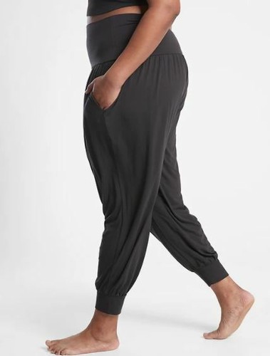 Soft Black Yoga Studio Jogger Pants 1X 