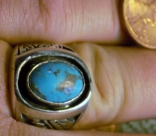 New Sterling Silver Kingman Turquoise Mens Ring Navajo  Size 12 1/4