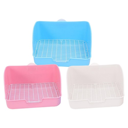 Rabbit Litter Box Pet Pan Toilet with Grid for Hamster Ferret Bunny