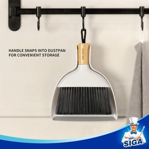 Durable Portable Dustpan and Brush Combo with Bamboo Handle for Easy Cleaning - Picture 8 of 9