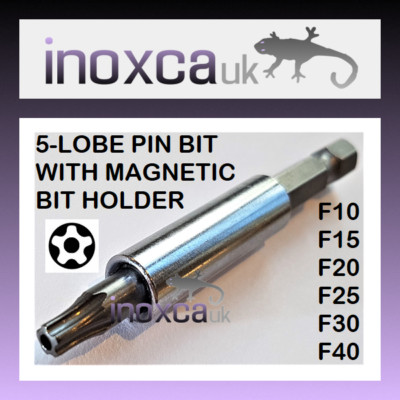FÜNFLAPPEN PIN LOCHEINSATZ BIT 5 LABEN 25 mm + MAGNETISCHER HALTER 1/4'' SECHSKANT TORX PLUS