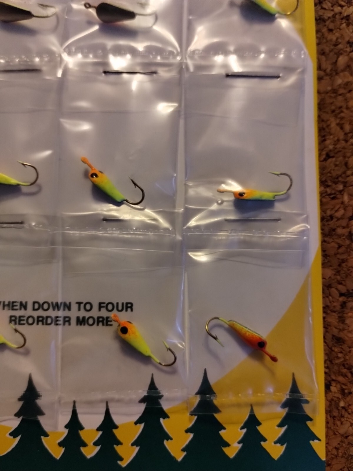 Vintage Lakco Tackle 12 Jig-A-Tear Size 10 Jigs.  Full Card Of 12 