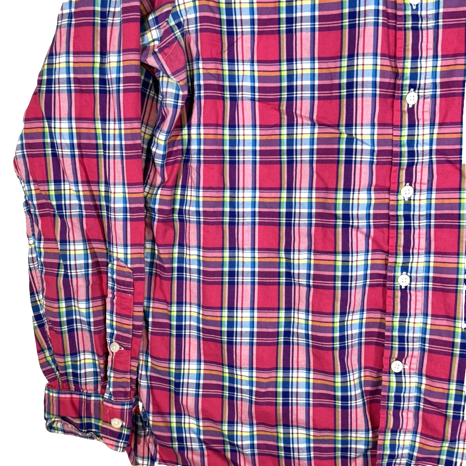 PONY Camicia uomo Ralph Lauren grande rosa scuro a quadri 100% cotone con bottoni M919