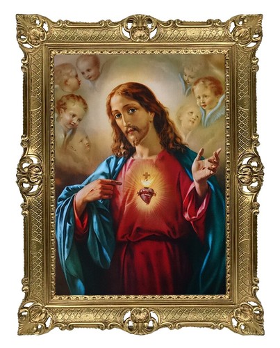 Tableau Baroque Jésus Christ Avec Cadre 56x46 Cm - Reproduction Neuve - Décoration Murale