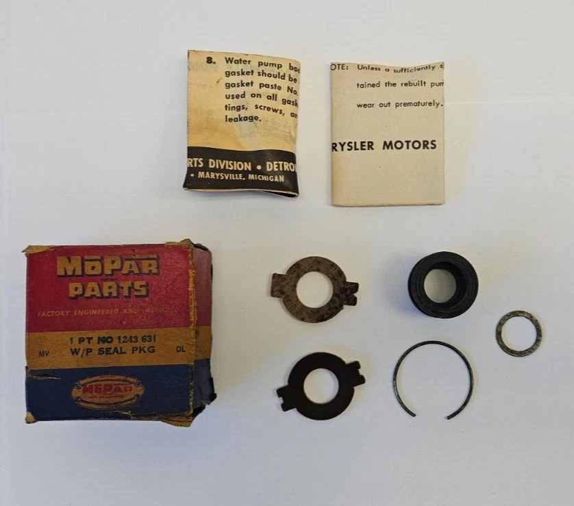 1933-1962 Plymouth Dodge Chrysler DeSoto Water Pump Seal Package 1243631 NOS - Image 3 of 4