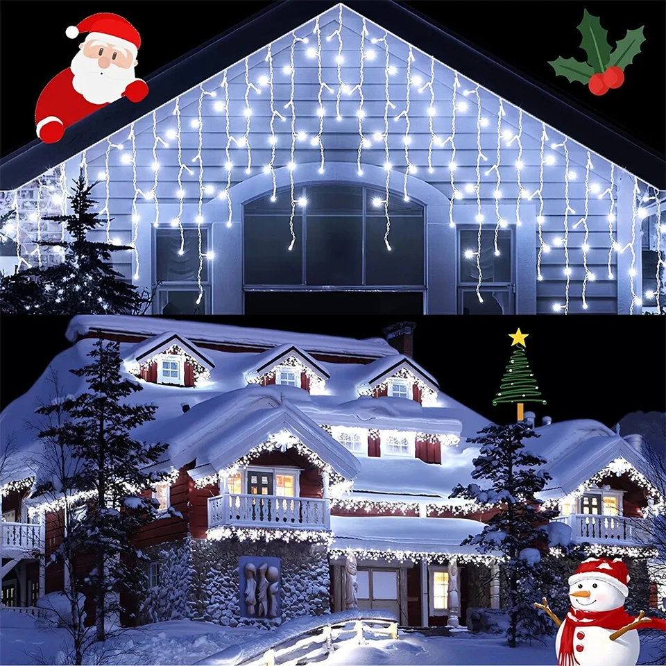 Solar Christmas Lights 96 LED 8 Modes Waterproof String Lights Xmas Wedding Deco - Image 3 of 4