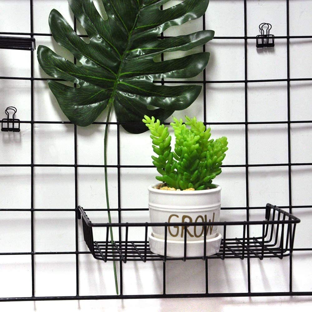 Set of 2, Wire Hanging Plant Basket, Multi Purpose Black Wire Grid