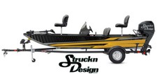 Yellow Tech Style Stripes Lines Design Wrap Fishing Bass Boat Vinyl Decal USA