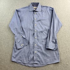 Eton Dress Shirt Mens 15 3/4 Contemporary Blue Long Sleeve Button Up Adult