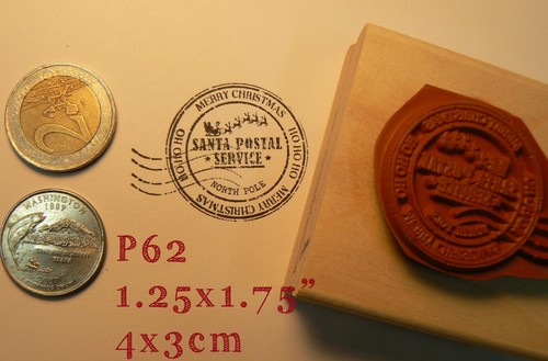 P62  Santa Claus Christmas postal stamp- HO HO HO rubber stamp  - Picture 2 of 2