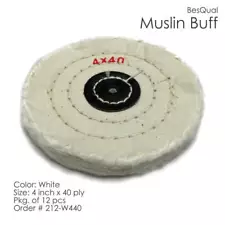 Dental Lab 12-pieces White Muslin Buff Wheel 4" x 40-ply new 