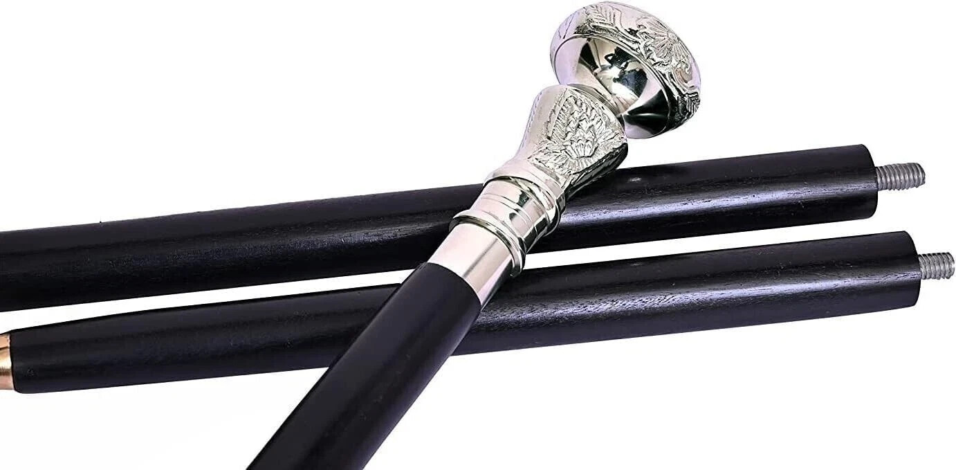 Antique Victorian Solid Chrome Head Handle Handma… - image 7