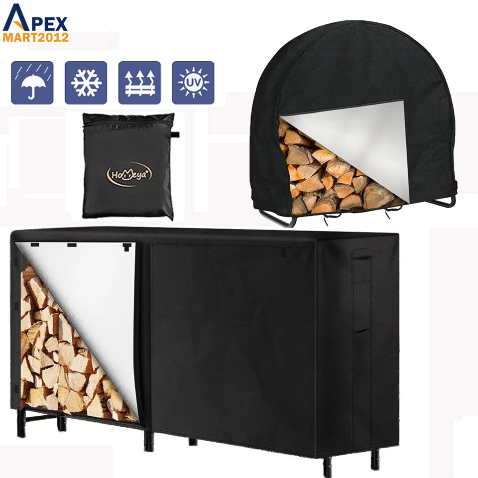 8FT Wood Log Rack 40" Firewood Log Hoop Cover Sun Protector Waterproof Storage - Image 1 of 1