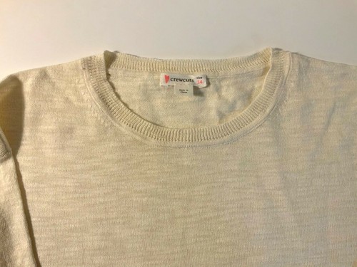 JCREW GIRL 14 LINEN COTTON CREAM IVORY L/S SWEATER DOG NWOT lightweight - Picture 4 of 5