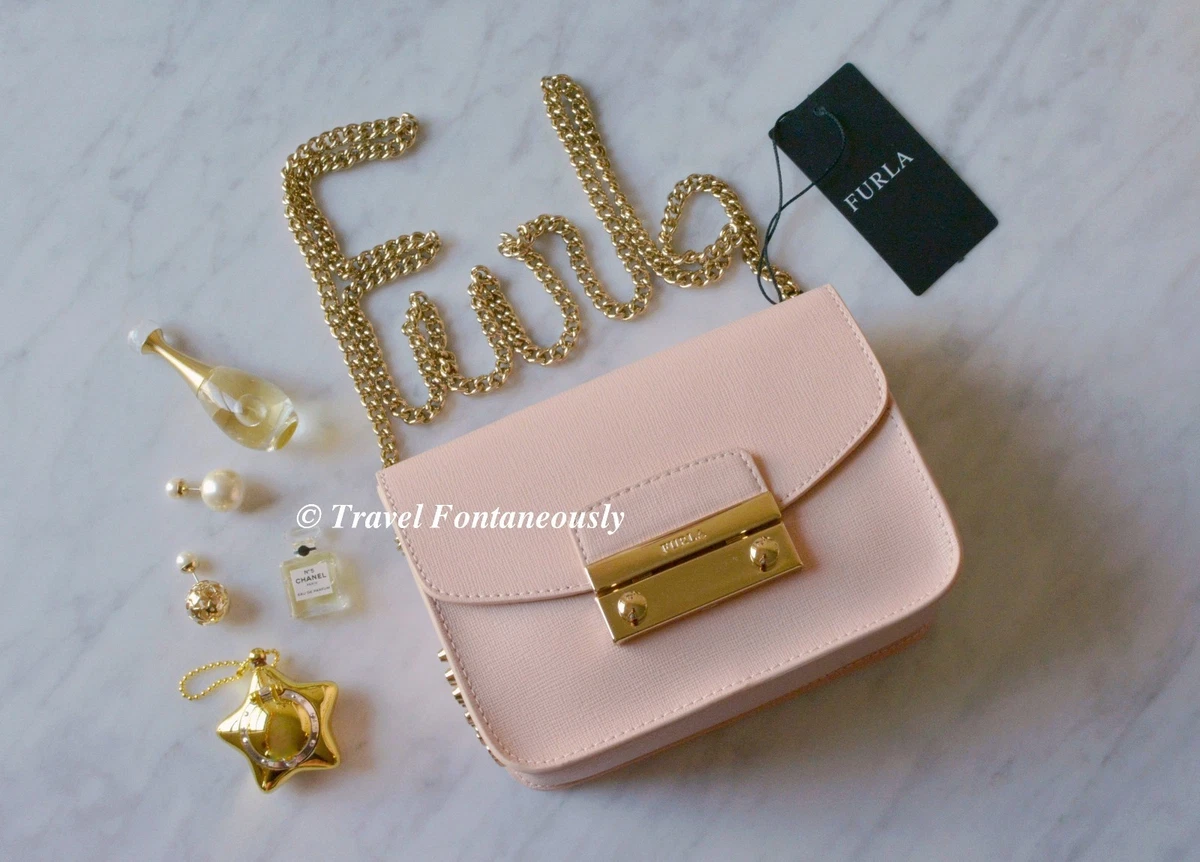 Furla Pink Studded Leather Julia Crossbody Bag Furla