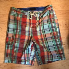 Tommy Hilfiger Board Short Lined Swim Trunks Plaid Madras Large