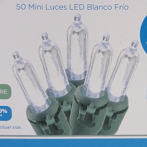 Holiday Time 50 LED Cool White Mini Lights Green Wire Lighted Length 11