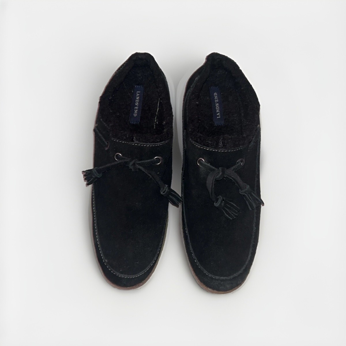 LANDS' END Womens Size Suede Sherpa Lined Mules Slides Slip On