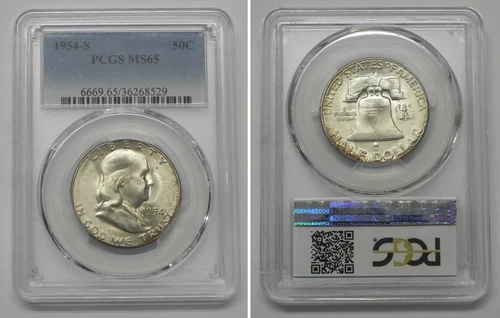 1954-S Franklin Half Dollar 50c, PCGS MS65  #8529