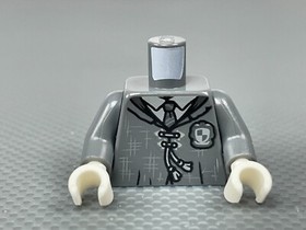 LEGO Minifigure Dark Bluish Gray Torso Robe Tie Hood White Shirt Sash Hashmarks
