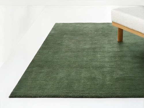 Bronze Green Area Rug For Bedroom , Solid Color Plain Wool Rug For Living Room