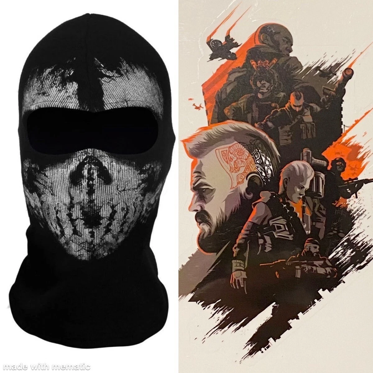 Adult Keegan GHOST FACE MASK Balaclava SKI HOOD+ACTIVISION CALL OF DUTY Decals
Opens in a new window