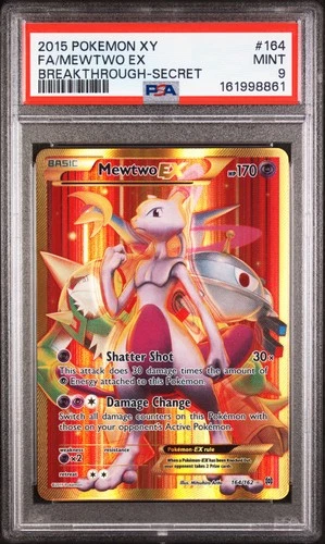 2015 POKEMON XY BREAKTHROUGH SECRET #164 FULL ART/MEWTWO EX PSA 9