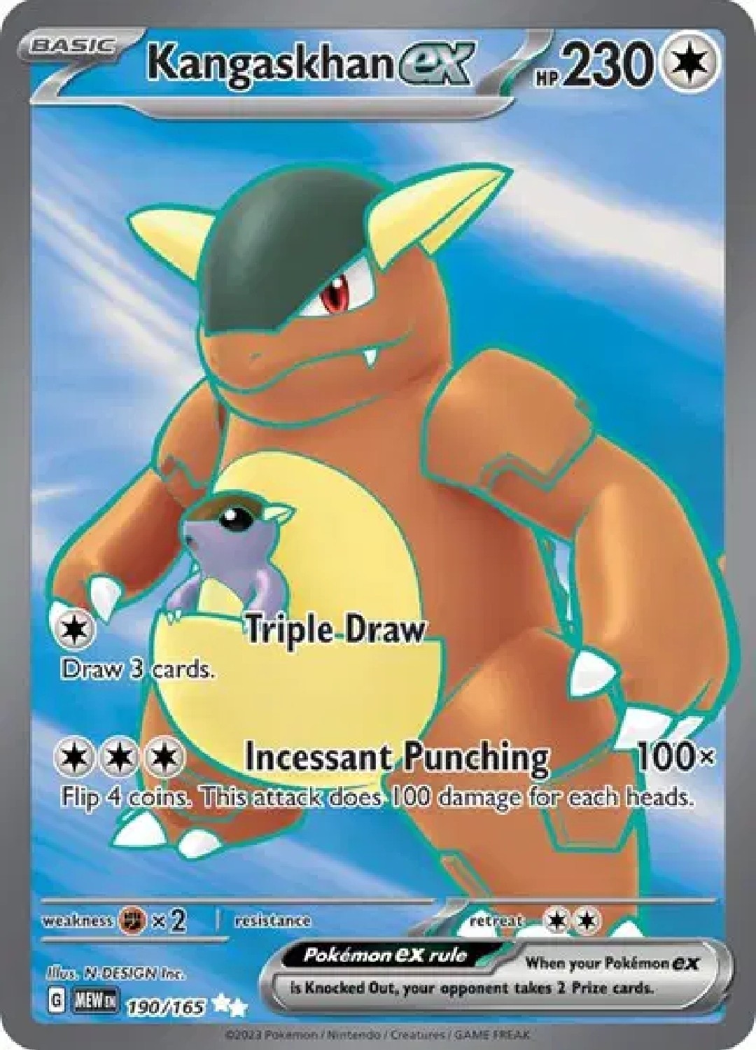 Kangaskhan ex - 190/165 - Pokémon 151 Full Art Ultra Rare NM