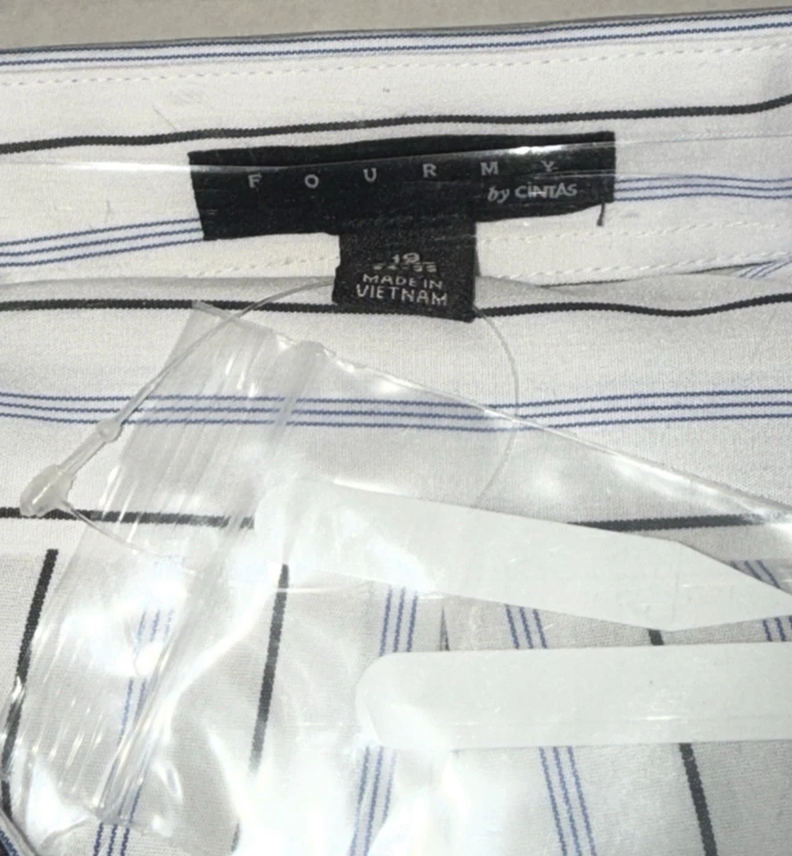 Camisa uniforme masculina manga longa listras brancas e azuis Fourmy By Cintas tamanho 19 34-35" - Imagem 2 de 4