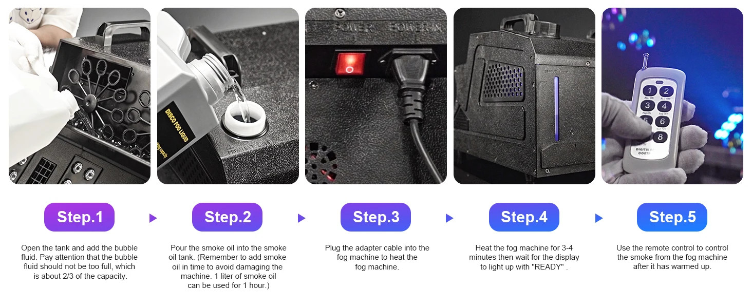 1500W Bubble Fog Machine 8 RGB 3IN1 LED Smoke Bubble Machine DMX Stage Light US