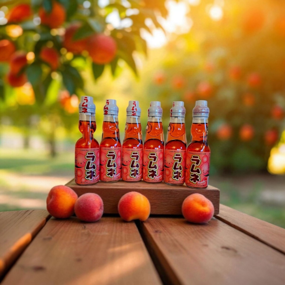 Hatakosen Japanese Peach Ramune Marble Soda bottle Pack fl